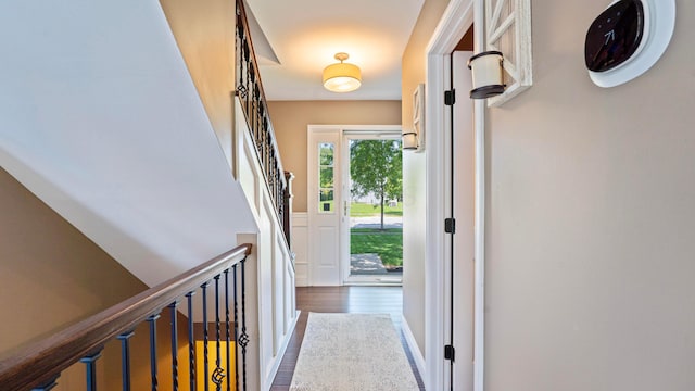 5225 Springdale Blvd, Hilliard, OH 43026 - doorway featuring wood finished floors and stairway