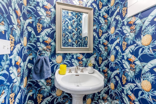 1167 Neil Ave, Columbus, OH 43201 - bathroom with wallpapered walls and a sink