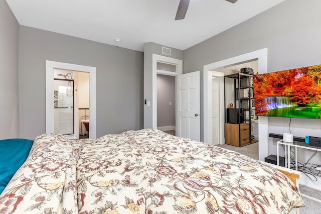 1167 Neil Ave, Columbus, OH 43201 - carpeted bedroom with a ceiling fan and ensuite bathroom