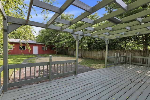 638 E 6th Ave, Lancaster, OH 43130 - wooden deck with a pergola and an outdoor structure