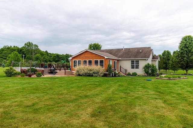 4091 Township Road 21, Marengo, OH 43334 - back of property with a yard and a deck