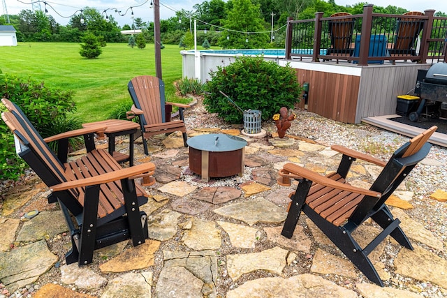 4091 Township Road 21, Marengo, OH 43334 - view of patio / terrace with an outdoor fire pit and an outdoor pool