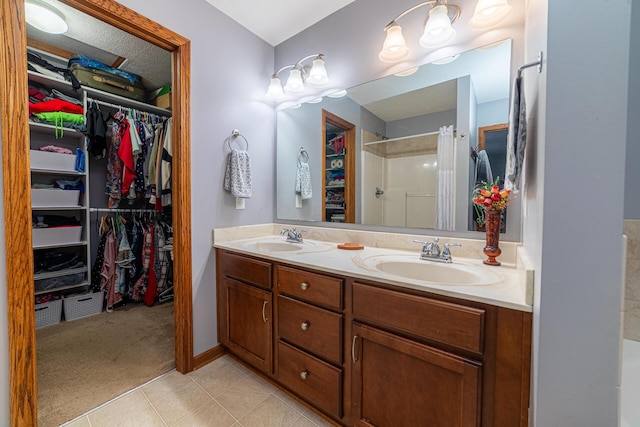 4091 Township Road 21, Marengo, OH 43334 - full bath with double vanity, a spacious closet, and a shower with curtain