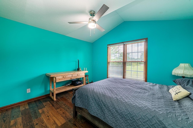 4091 Township Road 21, Marengo, OH 43334 - bedroom with vaulted ceiling, wood finished floors, ceiling fan, and baseboards