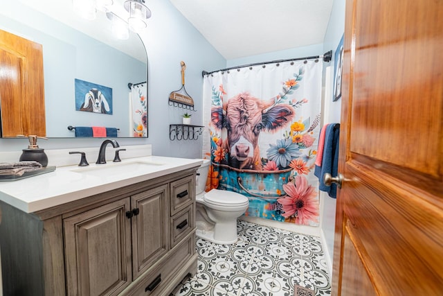 4091 Township Road 21, Marengo, OH 43334 - bathroom featuring vanity, toilet, and curtained shower