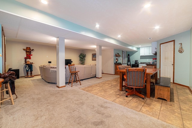 4091 Township Road 21, Marengo, OH 43334 - dining room featuring recessed lighting, light carpet, and baseboards