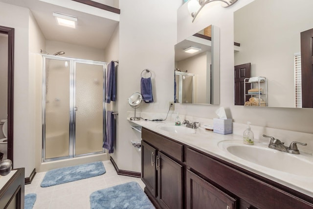 2461 Abbey Knoll Dr, Lewis Center, OH 43035 - full bath featuring a shower stall, double vanity, and tile patterned floors