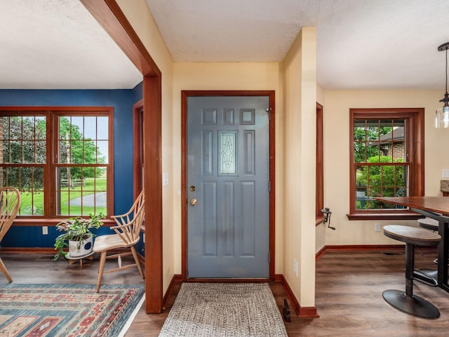 8120 Morgan Rd, West Jefferson, OH 43162 - foyer entrance with baseboards and wood finished floors