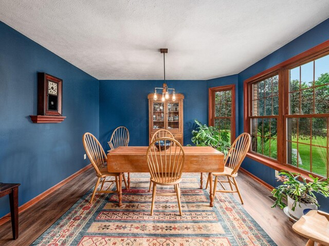 8120 Morgan Rd, West Jefferson, OH 43162 - dining room featuring wood finished floors, a chandelier, and a textured ceiling