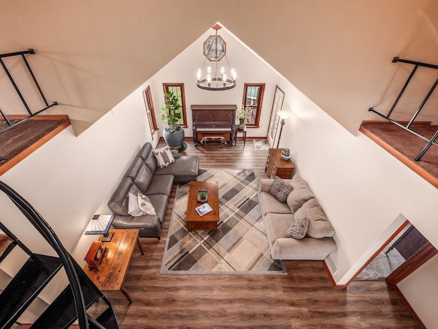 8120 Morgan Rd, West Jefferson, OH 43162 - living area featuring wood finished floors and a chandelier