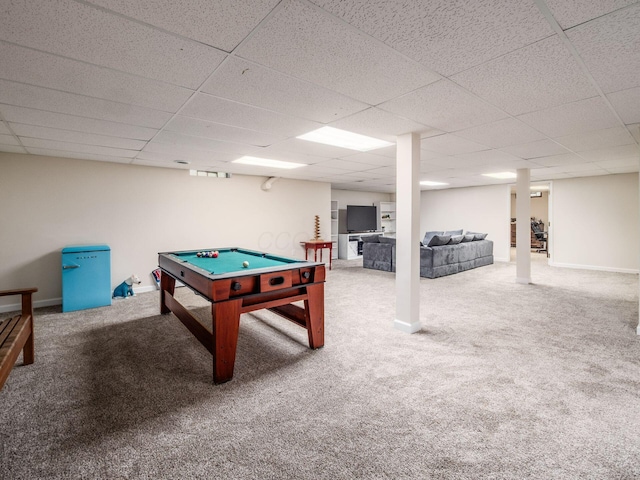8120 Morgan Rd, West Jefferson, OH 43162 - game room with carpet, a paneled ceiling, and billiards