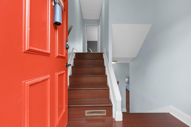 1365 Bluff Ave Unit B, Columbus, OH 43212 - staircase with baseboards and wood finished floors