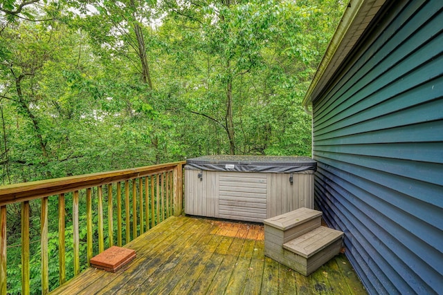 4137 Dry Run Rd, Chillicothe, OH 45601 - wooden deck with a hot tub and a view of trees