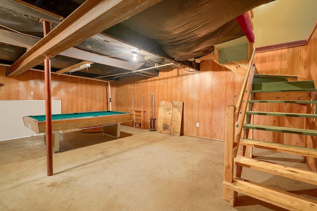 4137 Dry Run Rd, Chillicothe, OH 45601 - unfinished below grade area with wooden walls and billiards table