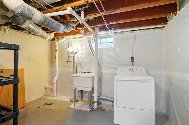 33 W Dominion Blvd, Columbus, OH 43214 - basement with washer / dryer and a sink
