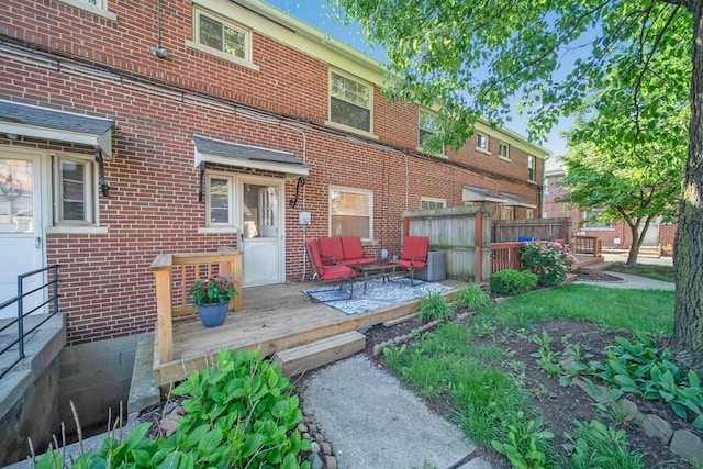 1809 NW Ct Unit C, Columbus, OH 43212 - back of property with brick siding, a deck, and outdoor lounge area