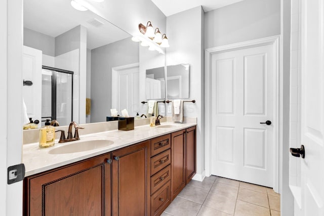 4724 Trademark Trl, Hilliard, OH 43026 - bathroom featuring double vanity, a stall shower, and tile patterned flooring