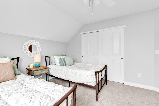 4724 Trademark Trl, Hilliard, OH 43026 - bedroom with lofted ceiling, carpet, a closet, ceiling fan, and baseboards
