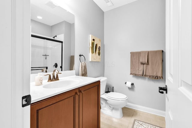 4724 Trademark Trl, Hilliard, OH 43026 - bathroom featuring a shower stall, vanity, toilet, baseboards, and tile patterned flooring