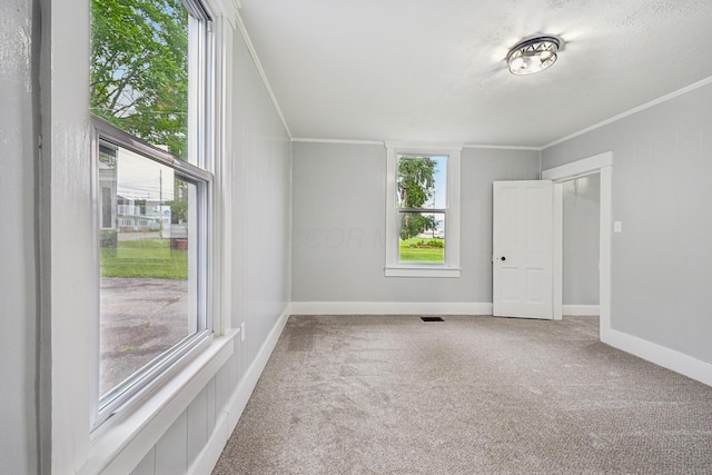 45 S Main St, New Holland, OH 43145 - unfurnished room featuring crown molding, carpet floors, and plenty of natural light