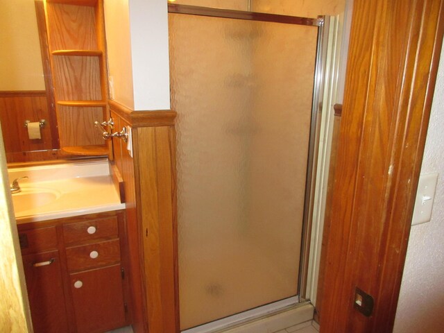 470 Beacon Rd, Newark, OH 43055 - full bath with a stall shower, vanity, and wainscoting