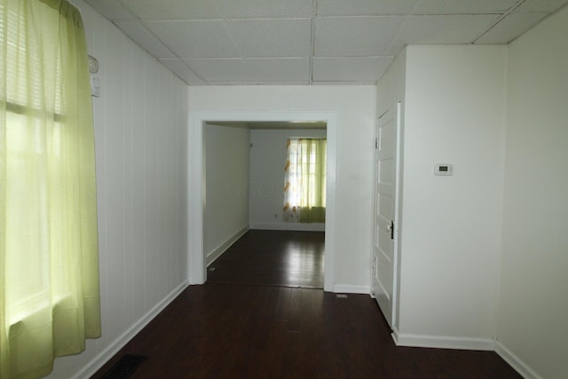 552 Southwood Ave, Columbus, OH 43207 - hallway with dark wood-style flooring and a paneled ceiling