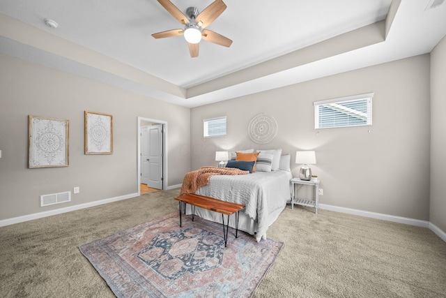 5508 Camlin Pl W Unit 48, Westerville, OH 43081 - bedroom with carpet, a raised ceiling, and a ceiling fan