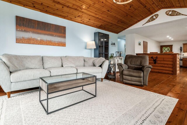9446 Stewart Rd NE, Newark, OH 43055 - living area featuring wood-type flooring, vaulted ceiling, and wood ceiling