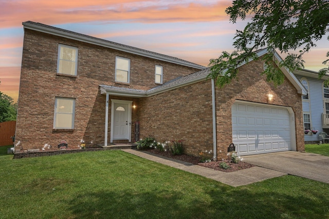 5138 Eastbend Dr, Canal Winchester, OH 43110 - traditional home with concrete driveway, a garage, a lawn, and brick siding