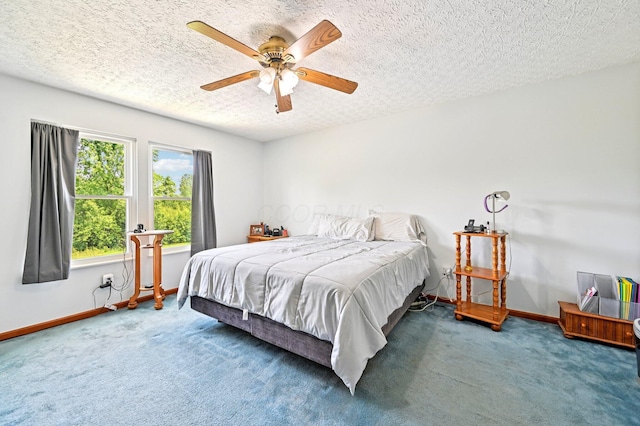 5138 Eastbend Dr, Canal Winchester, OH 43110 - bedroom featuring carpet flooring, a textured ceiling, and a ceiling fan