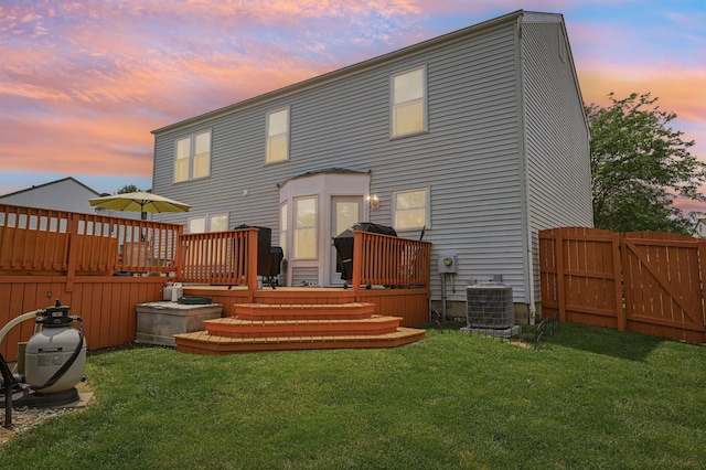 5138 Eastbend Dr, Canal Winchester, OH 43110 - back of property at dusk featuring a wooden deck