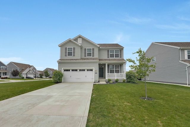 202 Rosewood Loop SW, Commercial Point, OH 43116 - view of front of house with a porch, concrete driveway, a front yard, and a garage