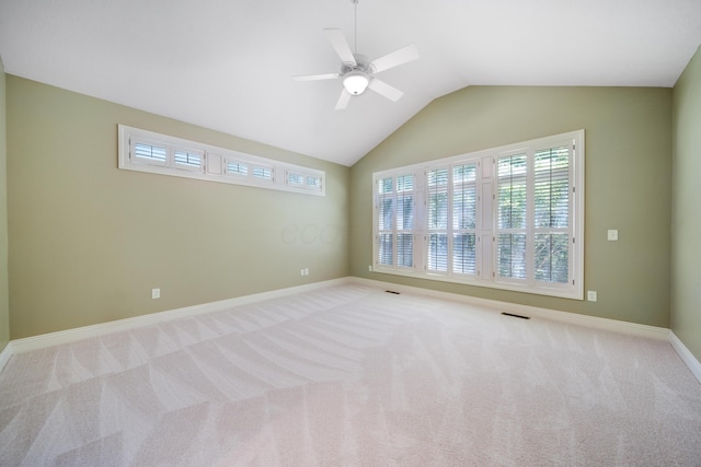 7788 Boylston Ct, Dublin, OH 43016 - carpeted empty room featuring healthy amount of natural light, a ceiling fan, and vaulted ceiling