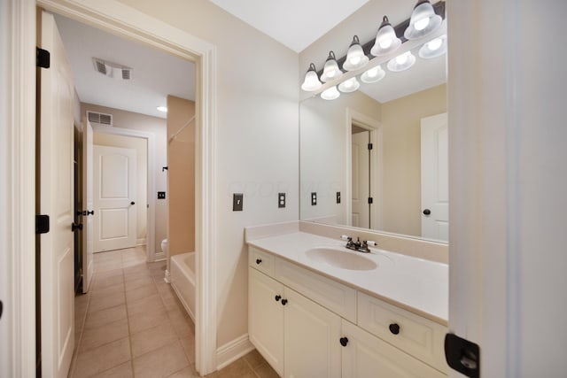 7788 Boylston Ct, Dublin, OH 43016 - full bathroom featuring tile patterned floors, vanity, and shower / tub combination