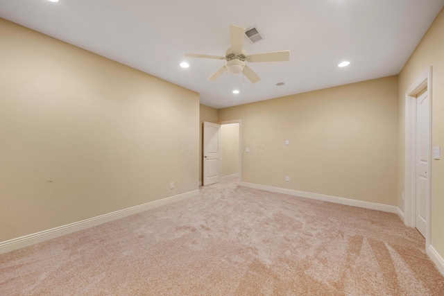 7788 Boylston Ct, Dublin, OH 43016 - unfurnished bedroom with recessed lighting, light colored carpet, and ceiling fan