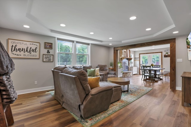 1859 State Route 257 N, Ostrander, OH 43061 - living area with a tray ceiling, recessed lighting, and wood finished floors