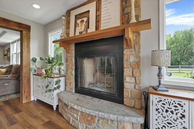 1859 State Route 257 N, Ostrander, OH 43061 - detailed view of wood finished floors, a fireplace, and recessed lighting