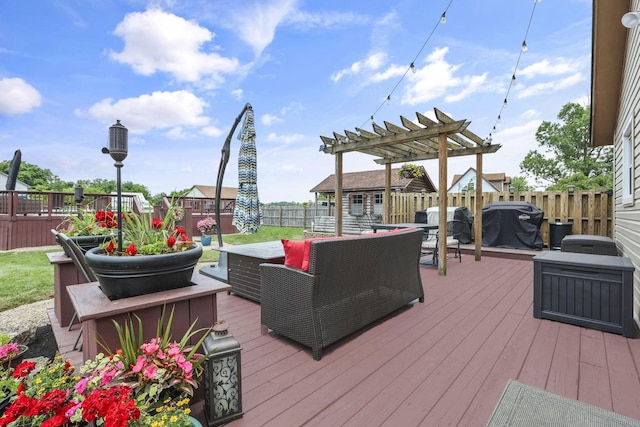 1859 State Route 257 N, Ostrander, OH 43061 - wooden terrace with a pergola and a fenced backyard
