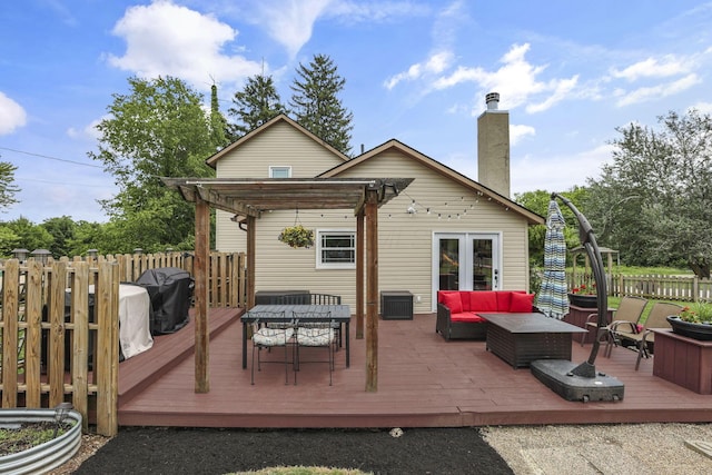 1859 State Route 257 N, Ostrander, OH 43061 - wooden terrace with outdoor lounge area, a pergola, outdoor dining space, and a grill