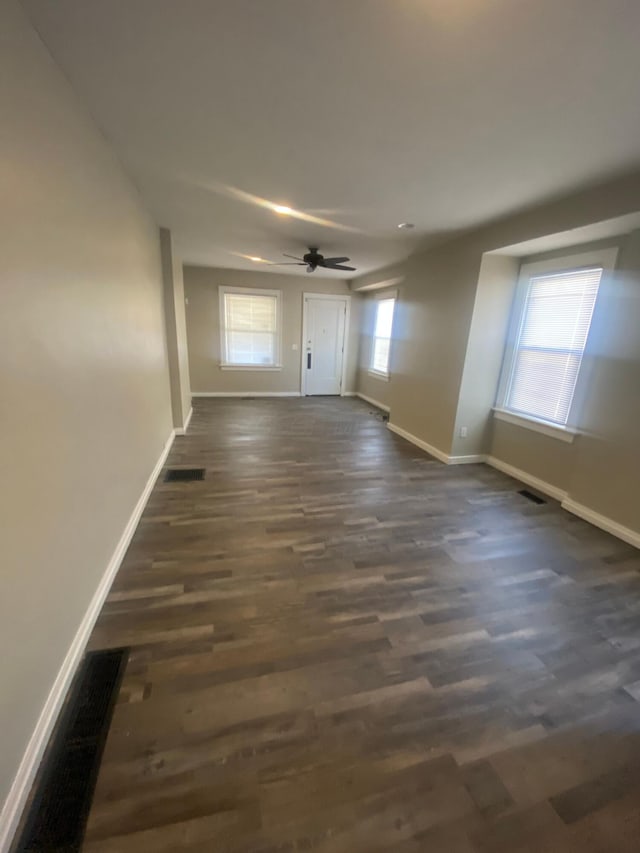 384 E 17th Ave, Columbus, OH 43201 - empty room featuring ceiling fan, baseboards, and dark wood-style flooring