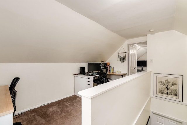 3064 Melva Ave, Columbus, OH 43224 - home office with vaulted ceiling and dark carpet