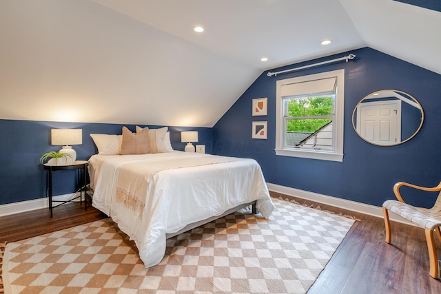 98 N Chesterfield Rd, Columbus, OH 43209 - bedroom with wood finished floors, vaulted ceiling, and recessed lighting