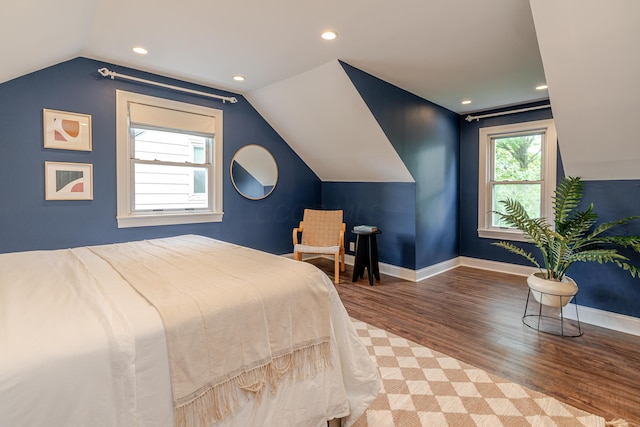 98 N Chesterfield Rd, Columbus, OH 43209 - bedroom with vaulted ceiling, wood finished floors, and recessed lighting