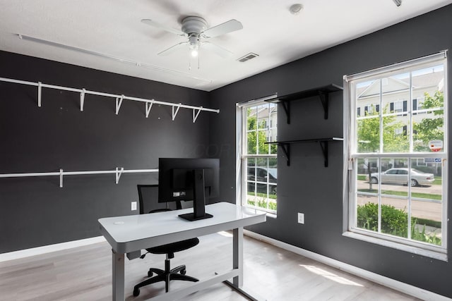 5588 Bow Falls Blvd Unit 35-558, Dublin, OH 43016 - unfurnished office featuring wood finished floors and a ceiling fan