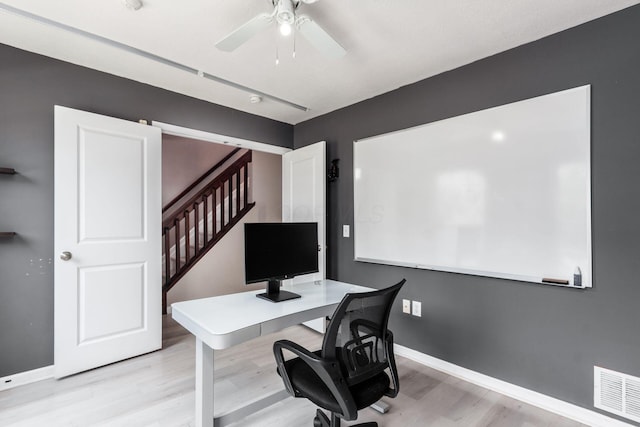 5588 Bow Falls Blvd Unit 35-558, Dublin, OH 43016 - office area featuring wood finished floors and ceiling fan