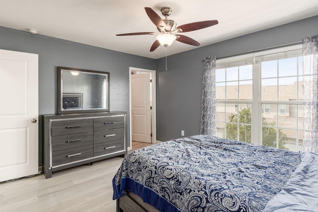 5588 Bow Falls Blvd Unit 35-558, Dublin, OH 43016 - bedroom featuring light wood-style flooring and a ceiling fan