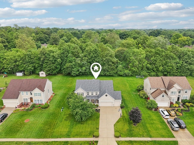 13946 Bainwick Dr NW, Pickerington, OH 43147 - aerial view of property and surrounding area featuring a forest