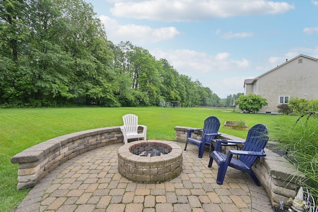 13946 Bainwick Dr NW, Pickerington, OH 43147 - view of patio / terrace featuring an outdoor fire pit