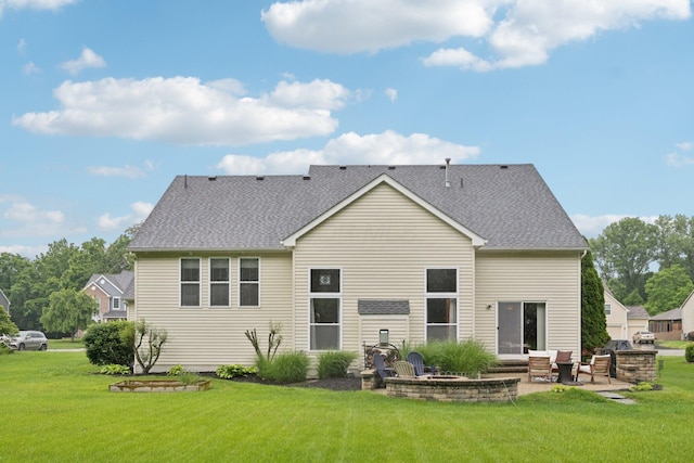 13946 Bainwick Dr NW, Pickerington, OH 43147 - rear view of house with a patio, a yard, and a shingled roof