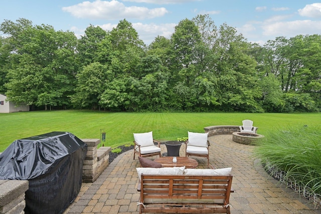 13946 Bainwick Dr NW, Pickerington, OH 43147 - view of patio featuring an outdoor living space with a fire pit